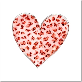 Pink leopard pattern heart Posters and Art